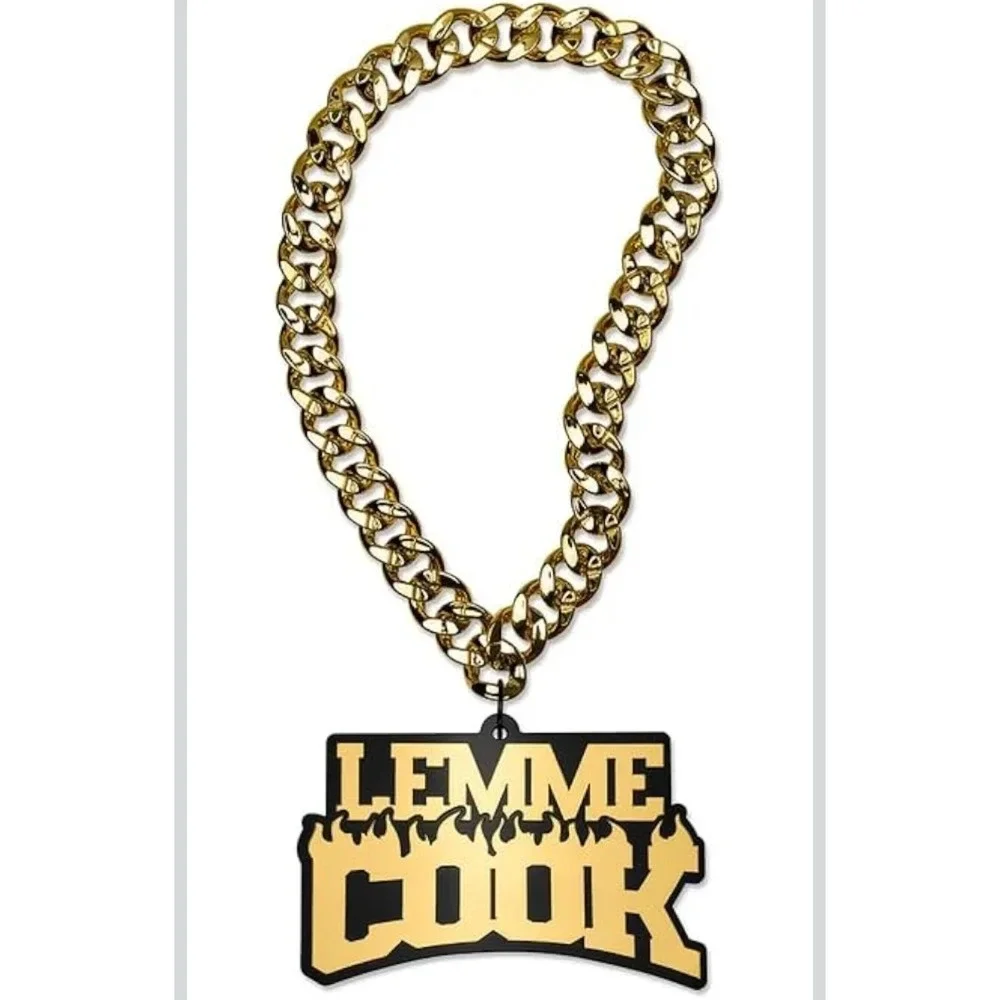 TrophySmack 'Lemme Cook' Turnover Chain - Chrome Gold & Black Acrylic